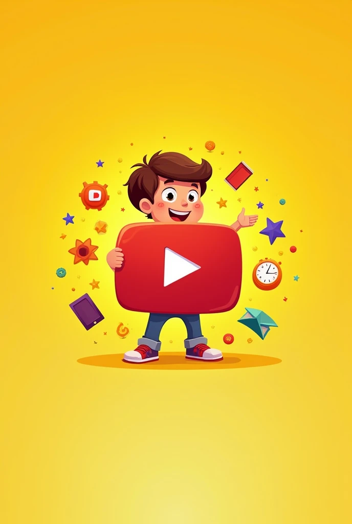 Create a logo for my YouTube channel which related to education  best  and attractive, yellow background, with a YouTube logo, a young boy