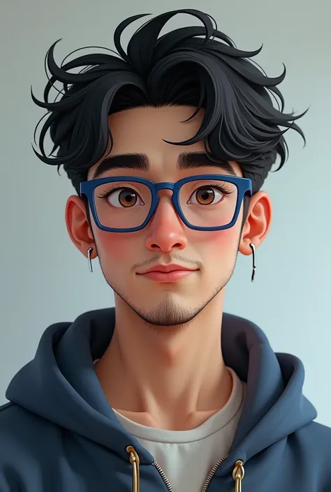 I&#39;m a guy with short, black, wavy hair with an American cut., with very black eyebrows, Oval face, lips a little thick, I wear blue framed glasses with square lenses. I&#39;m 2 and I like games, thin hair and beard