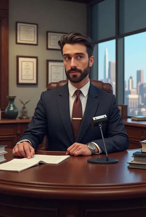 Well dressed man setting in an office 