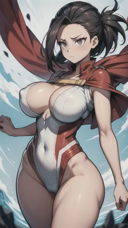 Momo Yaoyorozu | My Hero Academia, Momo Yaoyorozu&#39;s red clothes are a heroine outfit that she designed and created herself using her Creation power.. Here I present you a detailed description of this suit:
Color: The suit is mainly red, with black and ...