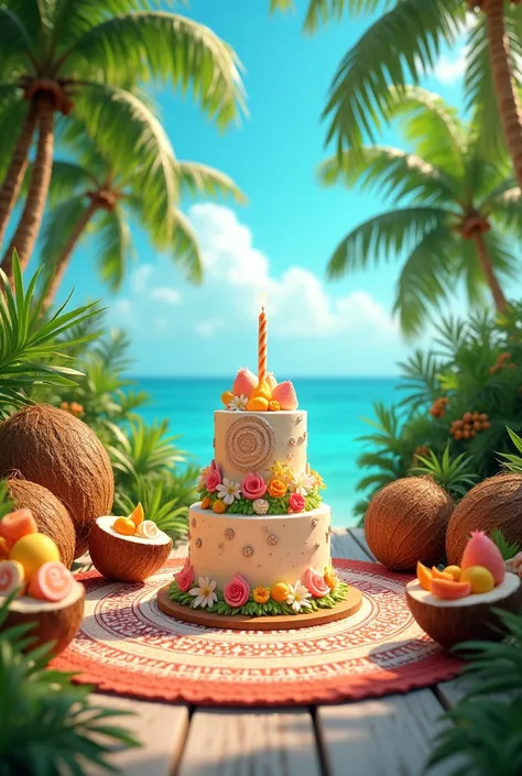 Coconut themed birthday party without people
