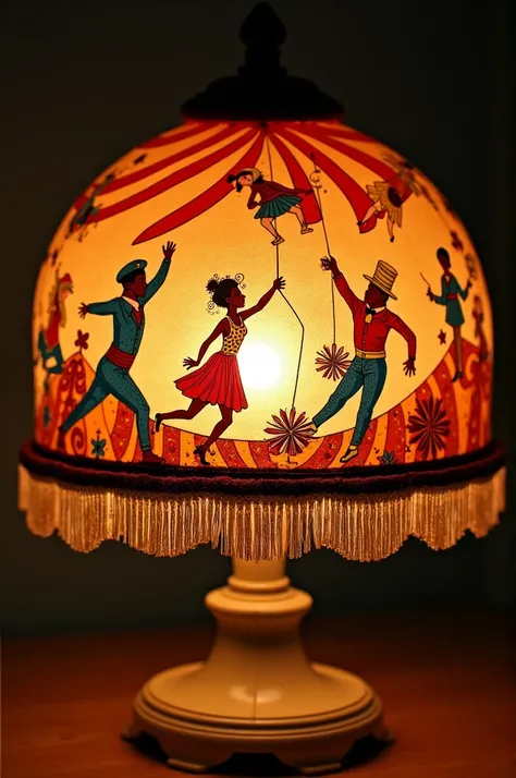 Template for cutting out a circus themed lampshade dome