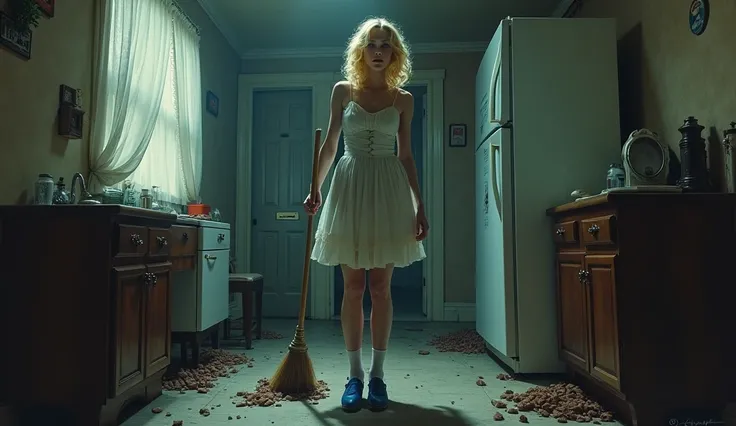 Cinderella，Cinderella，Yandere，Blonde，Retro Hairstyle，Blue shoes，Sweep the house, Wipe the table