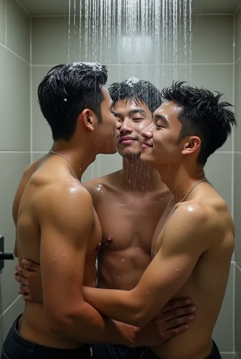 A group of naked Asian boys 18 yrs taking shower together at the fitness bathroom. Totally naked , shampooing bubbles all over bodies. They’re cuddling and kissing each other passionately. Big bulge , suck dicks , fuck from behind. Soaking wet bodies. 