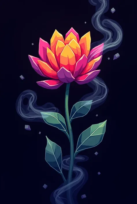 Flower with 8bit smoke, black backdrop