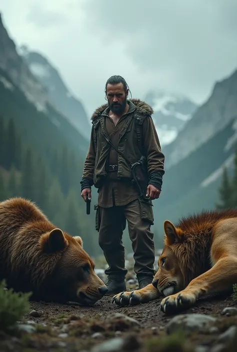 when I looked back I killed a bear and a lion
