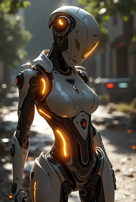 a woman in a futuristic suit with a glowing head and chest, cyberpunk art inspired by Marek Okon, cgsociety contest winner, digital art, gynoid cyborg body, girl in mecha cyber armor, cyber suit, cybersuit, in white futuristic armor, cybersuits, diverse cy...