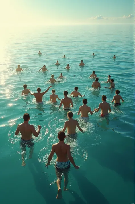 A group of human in salty water