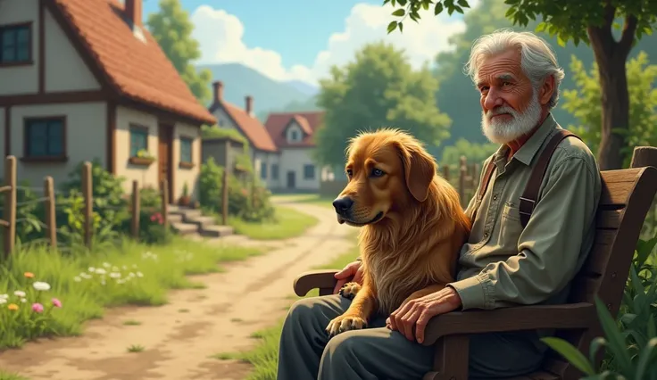  In a quiet village, an old man named John lived with his loyal dog, Duke. (Image: An old man sitting on a bench with a dog)