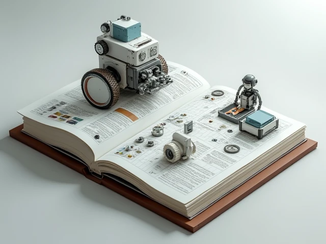 Interactive book model, Manuals and Robots to Study, Illustration