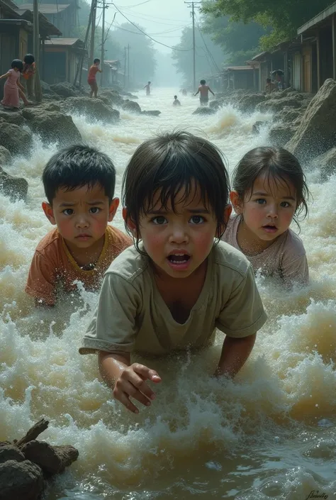 Children swept away by flood waters