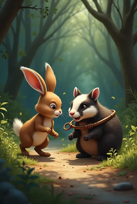 Benny the rabbit quickly went over to see what happened to his friend the badger who had been caught in a bear trap and said to him, &quot;Don&#39;t worry, I&#39;ll go get help.&quot;.