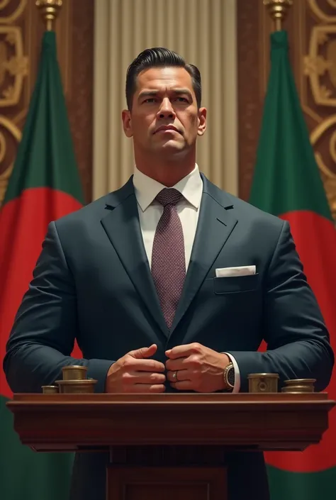 Jhon cena as a Bangladesh prime minister.