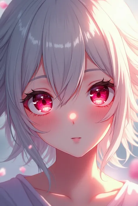 anime girl with red eyes and white hair