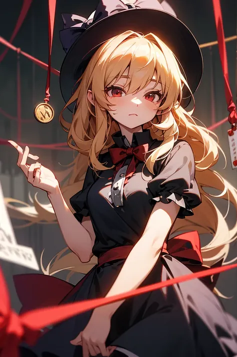 Marisa Kirisame from Touhou Project has red cheeks、My eyes are getting hollow as I stare at the coins hanging from the string