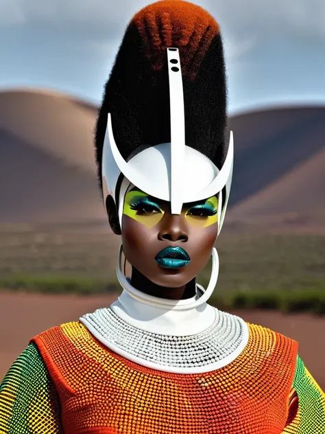 frofuturist mode photography, capturing the essence of afrocentric style and futuristic esthétique in stunning visual récits, mo...