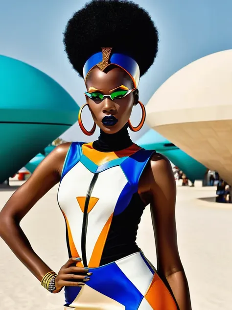 frofuturist mode photography, capturing the essence of afrocentric style and futuristic esthétique in stunning visual récits, mo...