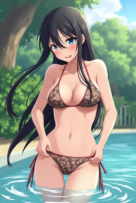 Akame from akame ga kill wearing bikini while getting a wedgie