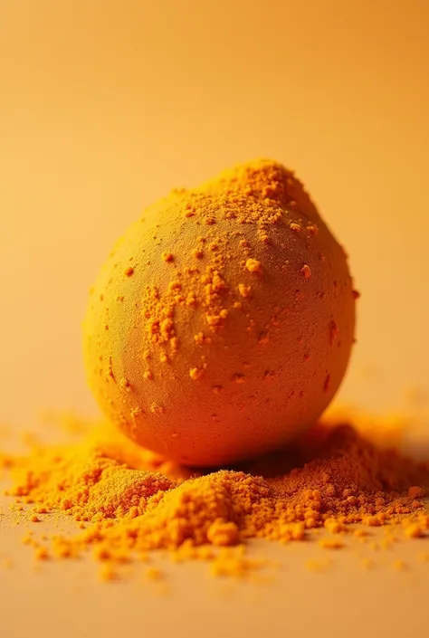 is a macadamia nut covered with orange cheese powder close-up