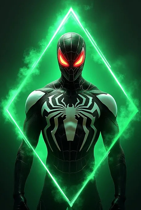 Indian spider man in venom  in green diamond with mask  