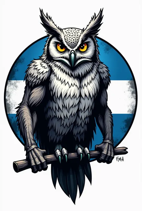 Owl man logo with Argentine flag circular background