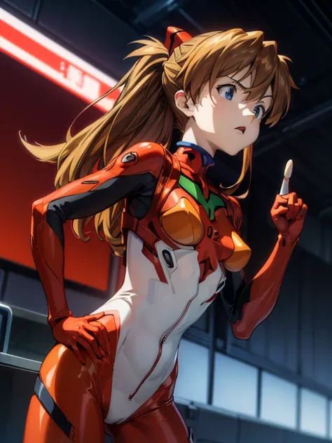 ultra-detailed, illustration, adorable face, beautiful face, beautiful body, ((souryuu asuka langley, interface headset, red bod...