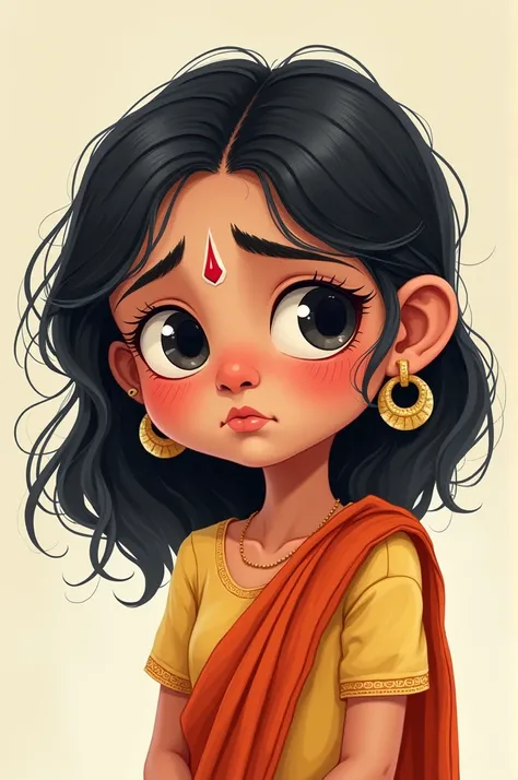  sad indian girl in chartoon form 16:9