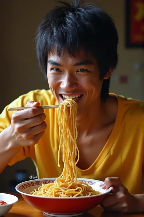 Bruce Lee eating ramen