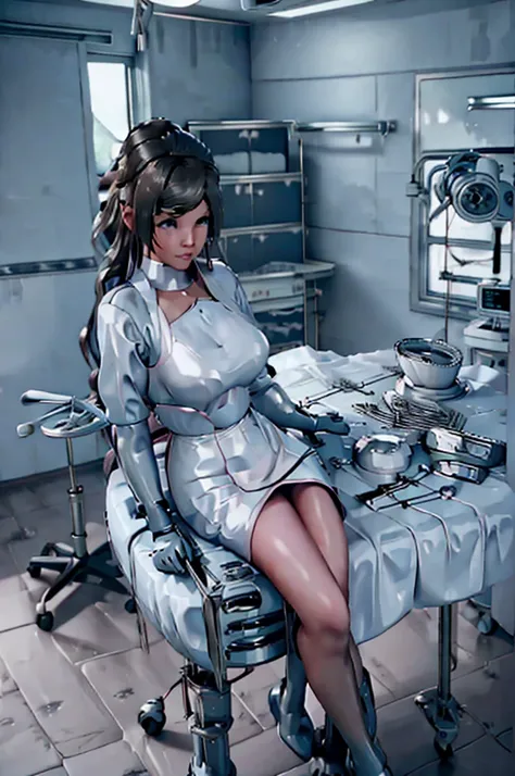 nurse uniform,hospital, latex nurse suit,nurses,busty,elbow gloves,labcoat,black hair woman,blue eyes , gigantic ,medical instruments,asian nurse,two nurses,speculum,examination room,oversize ,big ass ,strap on, lay on table ,legs spreaded,giving birth,gyn...