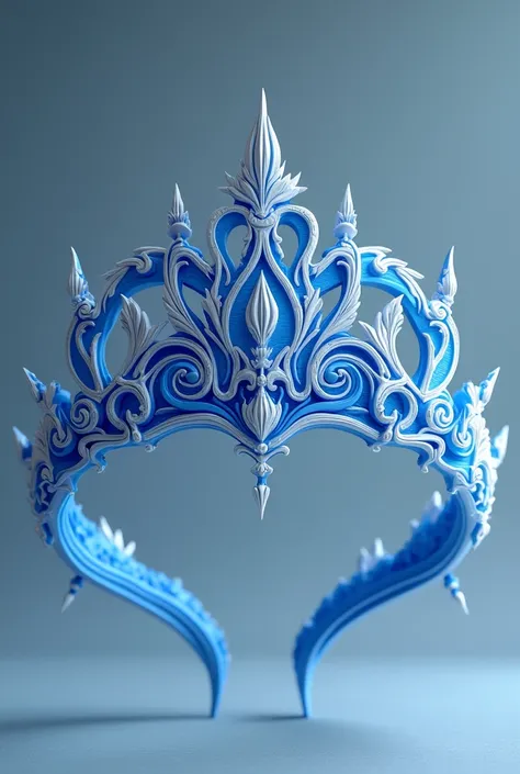 Create resin tiara
 in royal blue and white color 
