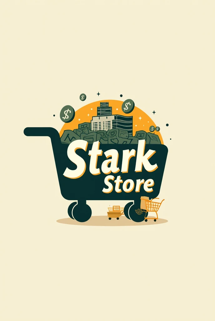 Generate a Disclrd Store Logo Image With the Name StarK Store With Supermarket Carts,Or Money Symbols,Or Uncle Scrooge