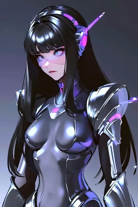 (masterpiece),(Highest quality),(Super detailed),(Best illustrations),(Best Shadow),(Absurd),(Detailed Background),(so beautiful), 16K, 8K, 4K,(Best Shadow),empty eyes,robotization,woman ,big bust,Robot Joint ,Metal skin,Black Suit,long hair,a black suit t...