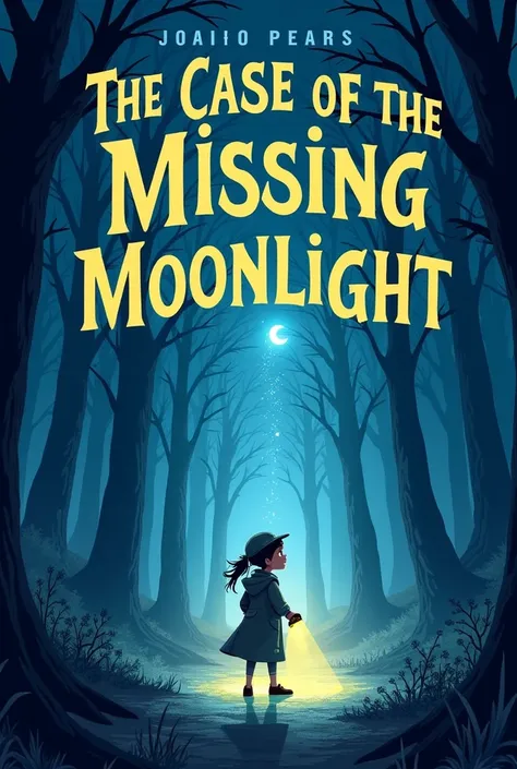  The Case of the Missing Moonlight features the enchanting town of Luminia under a dark sky with a missing moon. The cover shows Ellie Spark, a young detective with a flashlight, standing in front of a mystical forest. Her determined expression contrasts w...