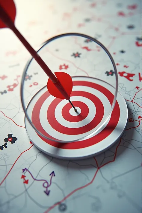 A target symbol with a bullseye overlay for precision trading levels
2. A magnifying glass focused on a stock chart with target levels highlighted
3. A dart hitting a target on a stock chart representing successful trading levels
4. A GPS map with arrows p...