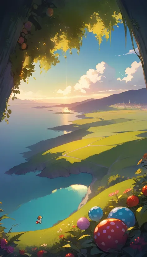 ultrawide landscape aesthetic,summer dream food ,studio ghibli inspired aesthetic, no people