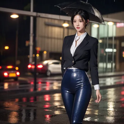 exy pose、Hair getting wet in the rain、Mr.々Hair style、Short Hair、Transparent shirt、Beautiful woman getting wet in the rain、typhoon、Get wet without an umbrella、Beautiful woman in the rain、雨で濡れたBeautyOL、Detailed face、Realistic、beautiful girl、Beauty、Office Lad...