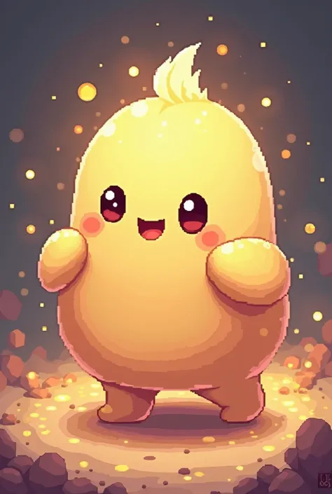 Create a 2d home short and chubby pixel Guardian of Light movement sprite