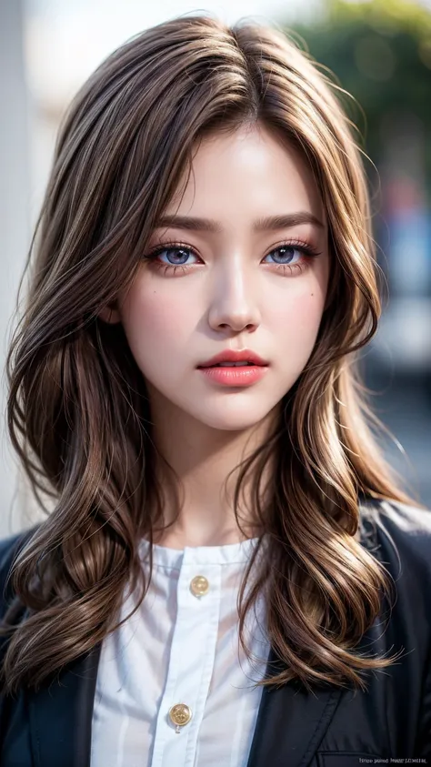 Realism, Realistic, ultra realistic details: velvety skin, blonde short slicked to the side hair, symmetrical lips, light glossy red_lipstick, long blue_eyelashes, pupils, BREAK, Caucasian model of, masterpiece, top quality, raw photo, photorealistic, face...