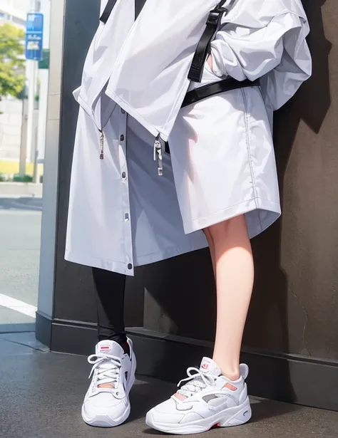 1 female,White Bunny Hoodie,Het Fong,Black and white sneakers,Are standing