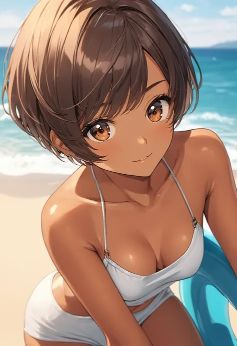 Tanned short-haired beauty