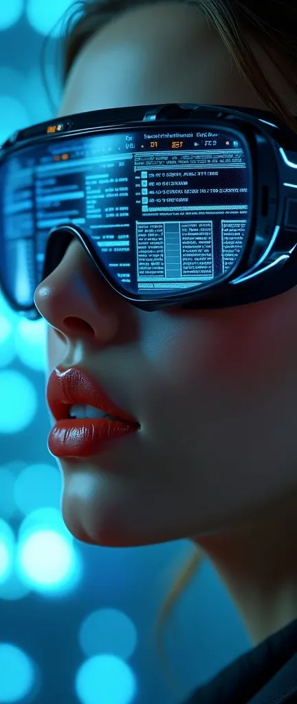 (masterpiece:1.2,Distinguished Quality,Mirror-like,Cinematic Experienc),8k,wallpaper,Ray Tracing,(woman),Are standing,(美しいwoman,sexy),(Wearing futuristic cyber goggles:2.0,Data displayed on goggles:2.0,Detailed drawing of goggles:2.0),(A face with attentio...