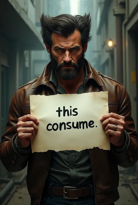 Wolverine holding clean paper with this consume

