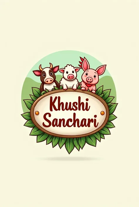 make a logo for farming business with using all forming animals and use Khushi sanchari label