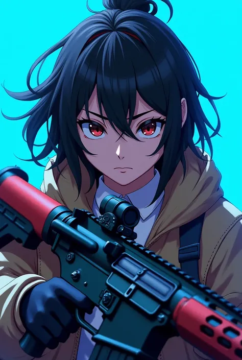 Dangerous look anime   with a M416 COLOURING back wall blue and guns front name X8OGGY 