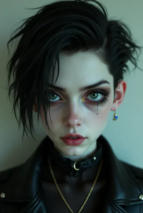 by TimBurton Animation 1boy, male focus, solo, black hair, wide-eyed, Marilyn Manson, anime 