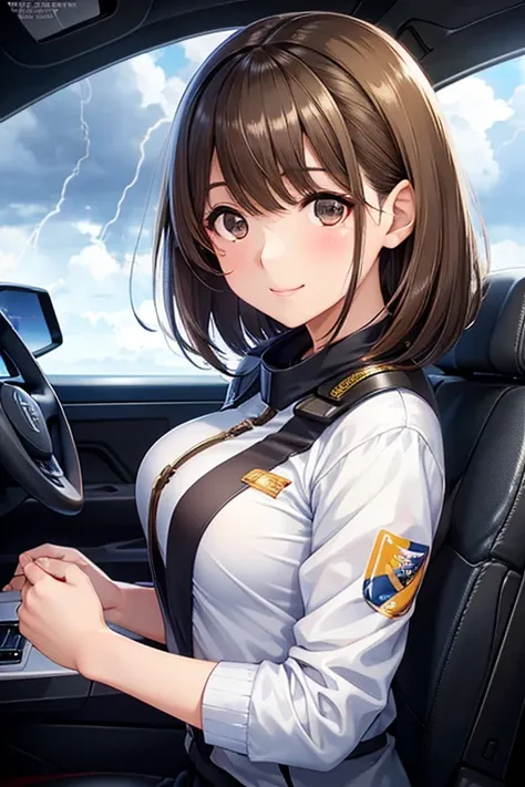 anegasaki nene、Shiny brown hair, short hair, (Beautiful brown eyes、Sparkling eyes, Fine grain)、smile、Ultra-detailed eyes、Highly detailed face, Highly detailed eyes,


F35 Pilot,  F 35 fighter cockpit interior. 屋外のthunder, thunder, Storm Clouds, Air Combat,