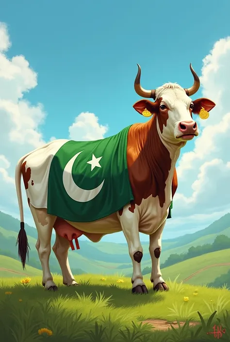 Pakistan flag on cow 