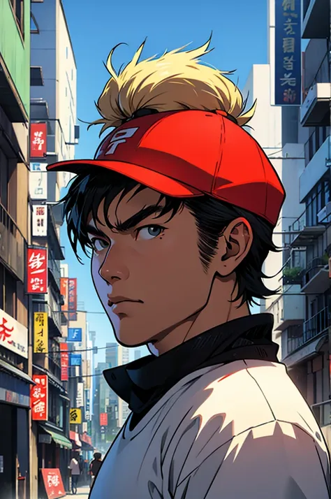 ryo saeba, city hunter, looking at camera