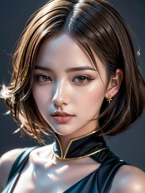 Highest quality, masterpiece, (Realistic:1.2), 1 person, Brown Hair, Brown eyes, front, Detailed face, beautiful eyes, Wearing a golden black suit, Highest quality, masterpiece, (Realistic:1.2), 1 person, Detailed face, beautiful eyes, [(Transparent Backgr...