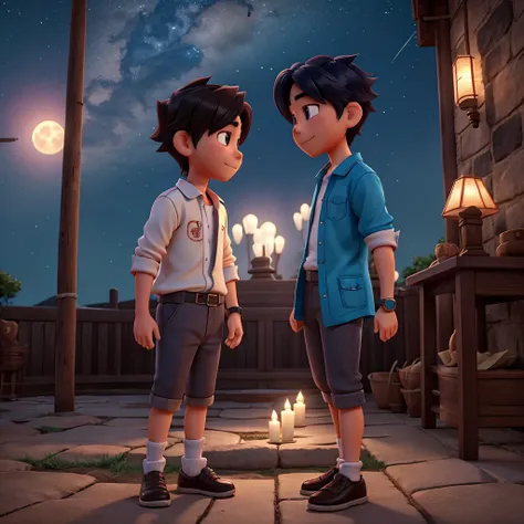 Koji and Shin meet for the first time after being separated for many years. The hidden feelings and memories that remain in their hearts come to light again as they look at each other under the moonlight.